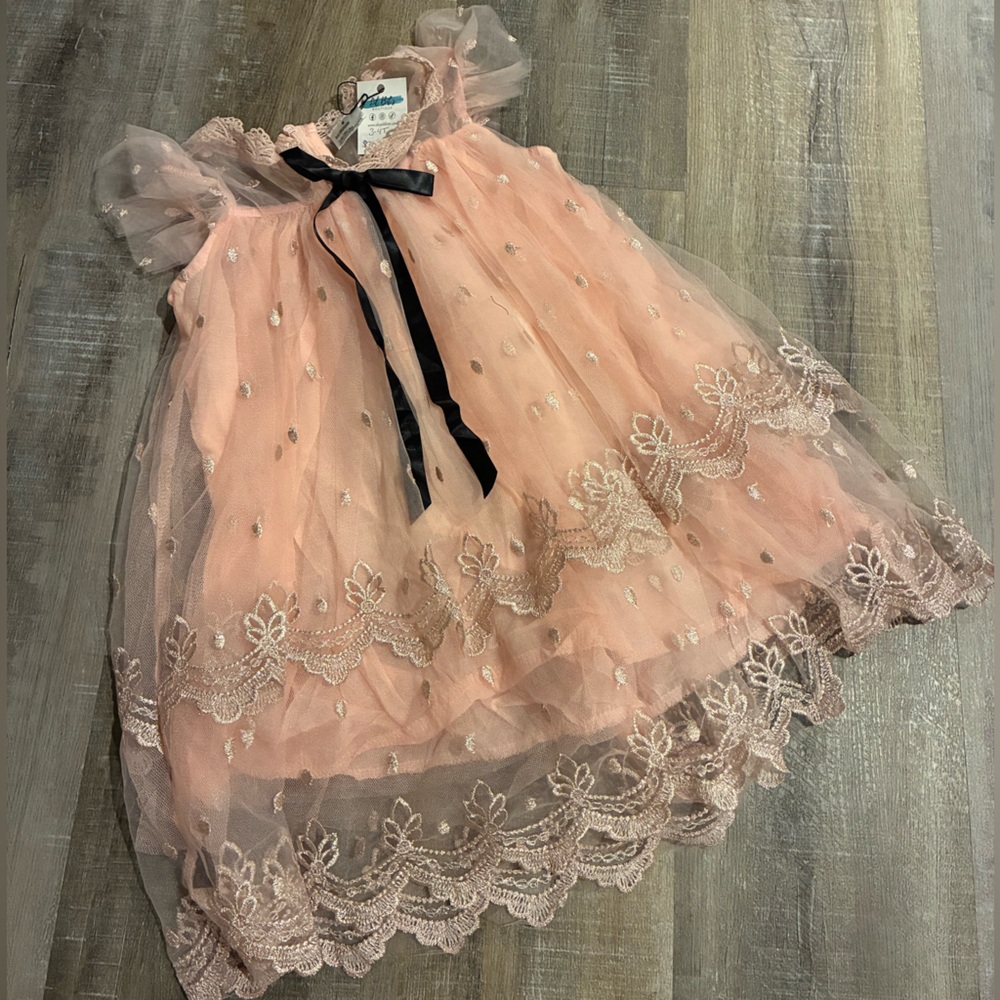 Elegant Pink Lace Kids Formal Dress